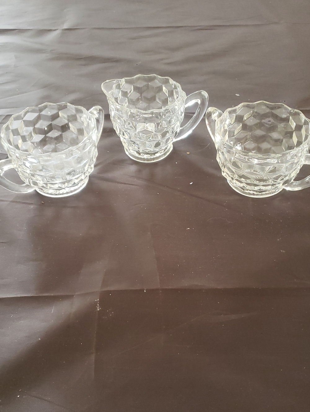 Vintage Cube Clear Glass Creamer and Sugar Set - Clear -